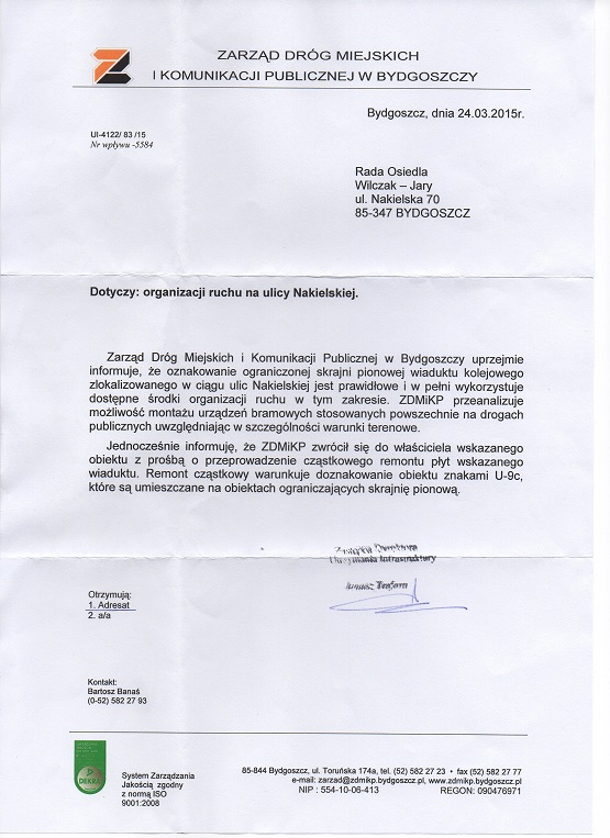 Organizacja ruchu na Nakielskiej
