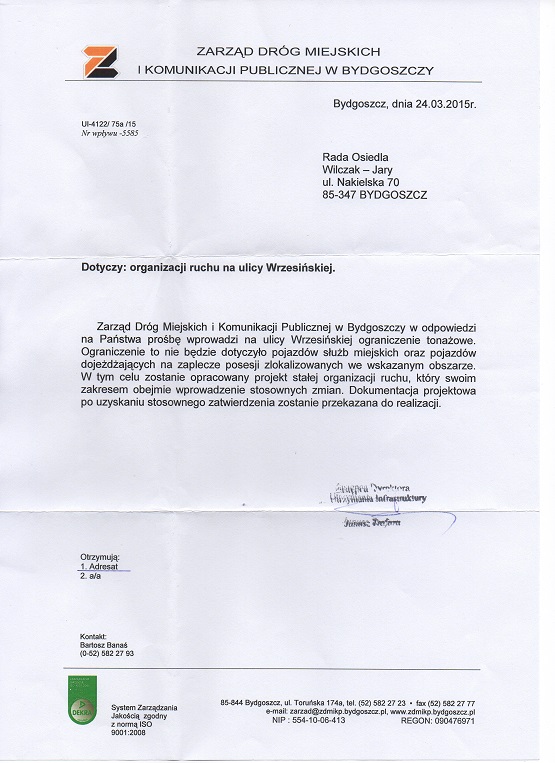 Organizacja ruchu na Wrzesińskiej